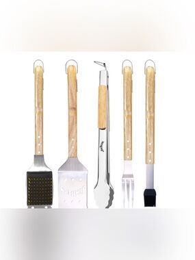 Jim Beam 5pcs Grill Tool Set (Grill Brush, Spatula, Tongs, Fork, Basting Brush)